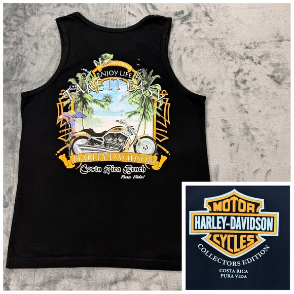 Harley-Davidson Other - Harley-Davidson Costa Rica Beach Tank Top Mens Medium Black Pura Vida Dealer